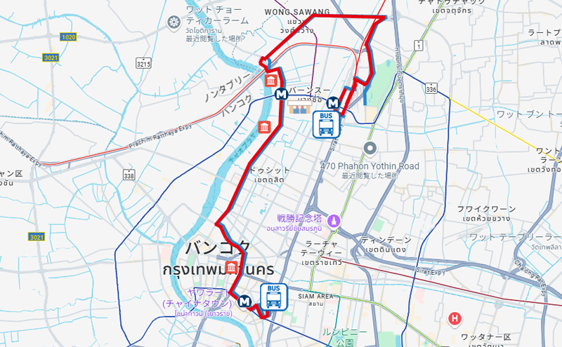 バンコクの49/2－43番のバスルート
