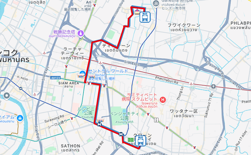 バンコク13/3-38番のバスルート