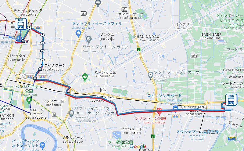 バンコクの517番のルートマップ
