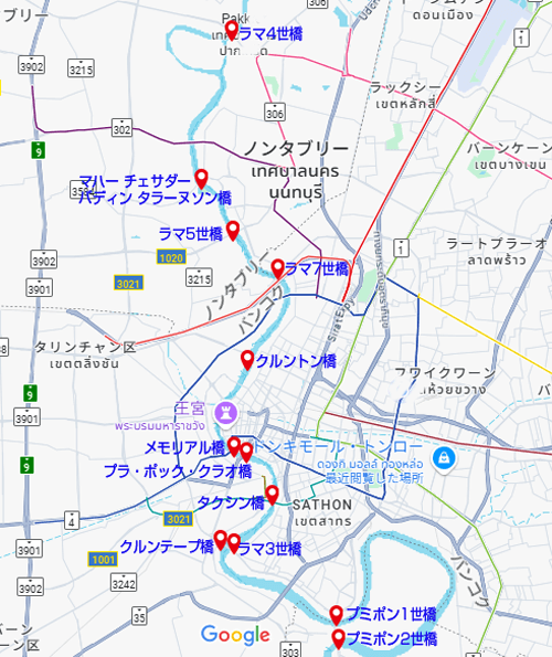チャオプラヤ川のライトアップ