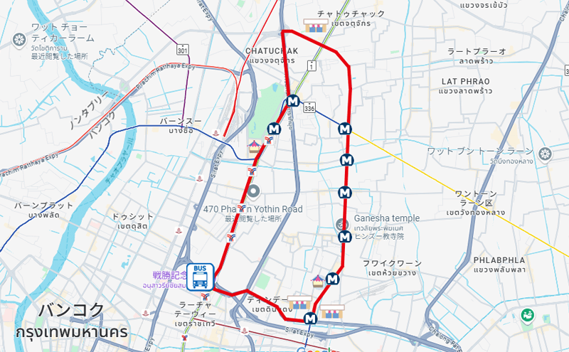 バンコクの2-53番のバスルート